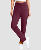 women's fleece-lined golf pants 27''/29'' in wine - front view