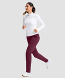 women's fleece-lined golf pants 27''/29'' in wine - matching outfits view