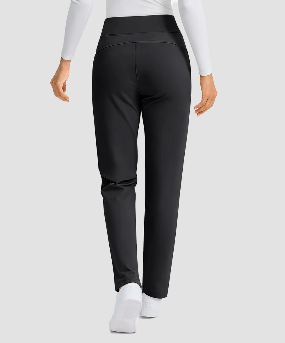 women's fleece-lined slim-fit golf pants in black - back view