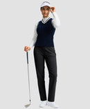 women's fleece-lined slim-fit golf pants in black - matching outfits view