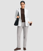women's fleece-lined slim-fit golf pants in bright gray - matching outfits view