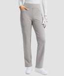 women's fleece-lined slim-fit golf pants in bright gray - pocket detail