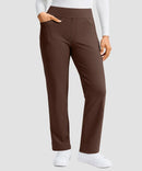 women's fleece-lined slim-fit golf pants in brown - pocket detail