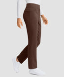 women's fleece-lined slim-fit golf pants in brown - side view
