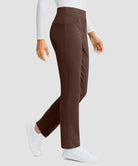 women's fleece-lined slim-fit golf pants in brown - side view