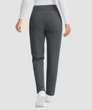 women's fleece-lined slim-fit golf pants in dark gray - back view