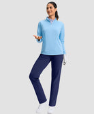 women's fleece-lined slim-fit golf pants in navy - matching outfits view