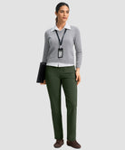 women's fleece-lined slim-fit golf pants in olive green - matching outfits view