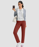 women's fleece-lined slim-fit golf pants in savannah red - matching outfits view