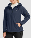 women's fleece-lined softshell jacket in navy - front view