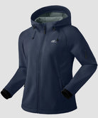 women's fleece-lined softshell jacket in navy - side view
