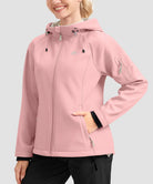 women's fleece-lined softshell jacket in pink - front view
