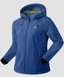 women's fleece-lined softshell jacket in royal blue - side view