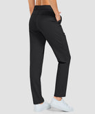 women's fleece-lined straight-leg pants 27.5''/29'' in black - back view