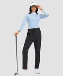 women's fleece-lined straight-leg pants 27.5''/29'' in black - front view