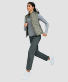 women's fleece-lined straight-leg pants 27.5''/29'' in dark gray - front view