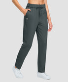 women's fleece-lined straight-leg pants 27.5''/29'' in dark gray - pocket details view
