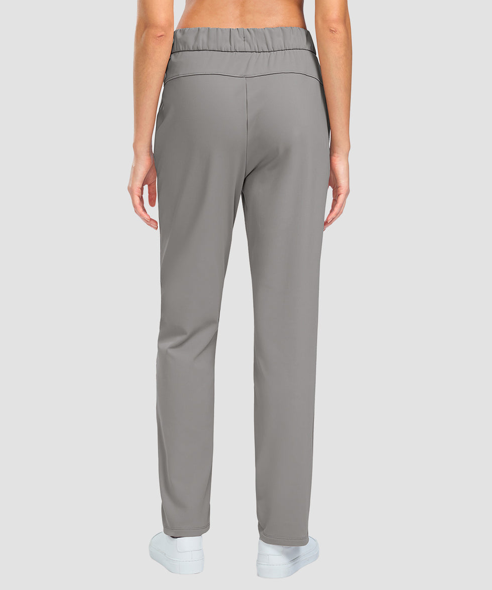women's fleece-lined straight-leg pants 27.5''/29'' in light gray - back view