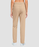 women's fleece-lined straight-leg pants 27.5''/29'' in light khaki - back view