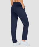 women's fleece-lined straight-leg pants 27.5''/29'' in navy - back view