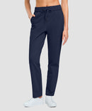 women's fleece-lined straight-leg pants 27.5''/29'' in navy - pocket details view