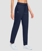 women's fleece-lined straight-leg pants 27.5''/29'' in navy - side view