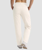 women's fleece-lined straight-leg pants 28'' 30'' in beige - back view