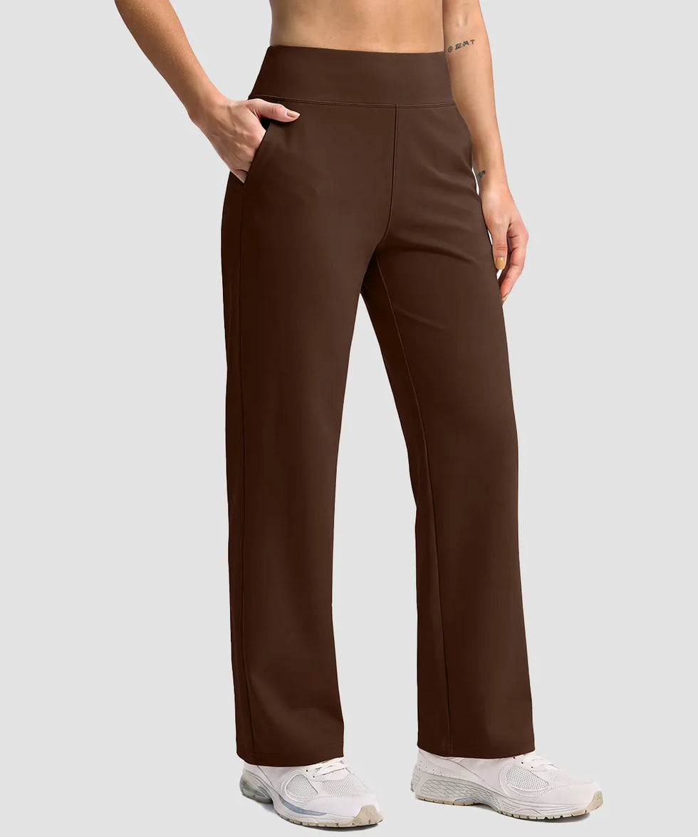 women's fleece-lined straight-leg pants 28'' 30'' in brown - pocket detail