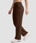 women's fleece-lined straight-leg pants 28'' 30'' in brown - side view