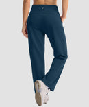 women's fleece-lined straight-leg pants 28'' 30'' in dark blue - back view