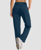 women's fleece-lined straight-leg pants 28'' 30'' in dark blue - back view
