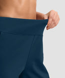 women's fleece-lined straight-leg pants 28'' 30'' in dark blue - waistband detail
