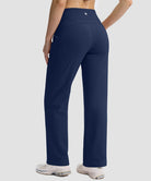 women's fleece-lined straight-leg pants 28'' 30'' in navy - back view