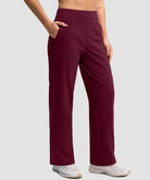 women's fleece-lined straight-leg pants 28'' 30'' in wine - side view