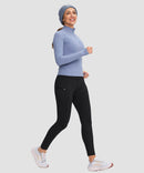 women's fleece-lined with pockets leggings in black - front view