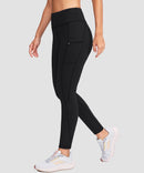 women's fleece-lined with pockets leggings in black - side view