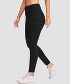 women's fleece-lined with pockets leggings in black - side view