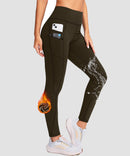 women's fleece-lined with pockets leggings in brown - pocket details view
