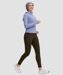 women's fleece-lined with pockets leggings in brown - side view