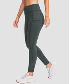 women's fleece-lined with pockets leggings in dark gray - side view