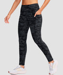 women's fleece-lined with pockets leggings in gray camo - side view