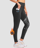 women's fleece-lined with pockets leggings in heather charcoal - pocket details view