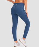 women's fleece-lined with pockets leggings in indigo blue - back view