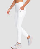 women's fleece-lined with pockets leggings in white - pocket details view
