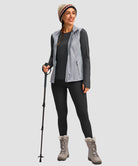 women's fleece zipper pockets base layer in dark gray - side view