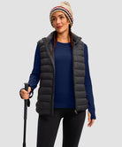 women's fleece zipper pockets base layer in navy - front view