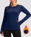 women's fleece zipper pockets base layer in navy - zipper pocket detail view