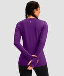 women's fleece zipper pockets base layer in purple - back view