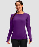 women's fleece zipper pockets base layer in purple - side view