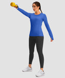 women's fleece zipper pockets base layer in royal blue - front view